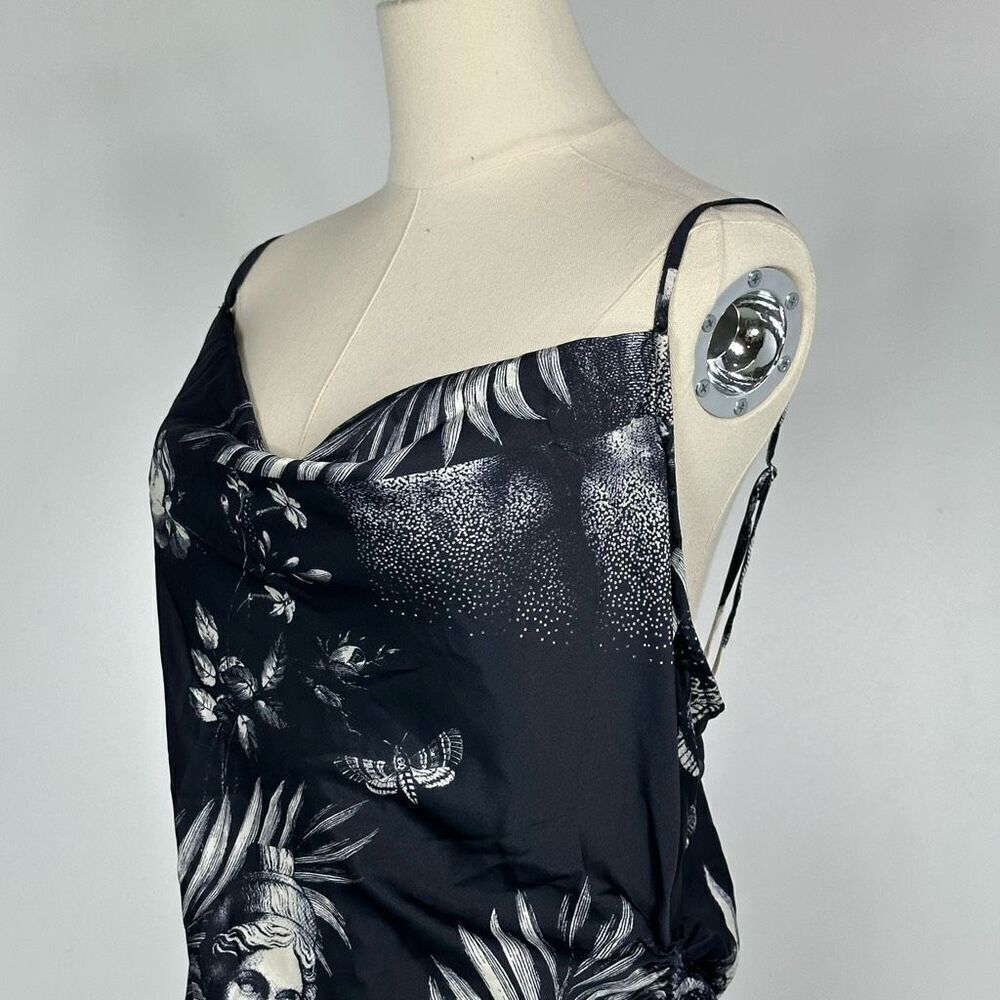 NEW Current Mood Laws Of Nature Monochrome Renaissance Ruched Mini Dress Large - Picture 6 of 11